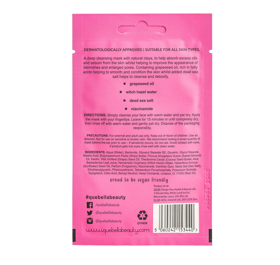 Que Bella Deep Cleansing  Pink Clay Mud Mask