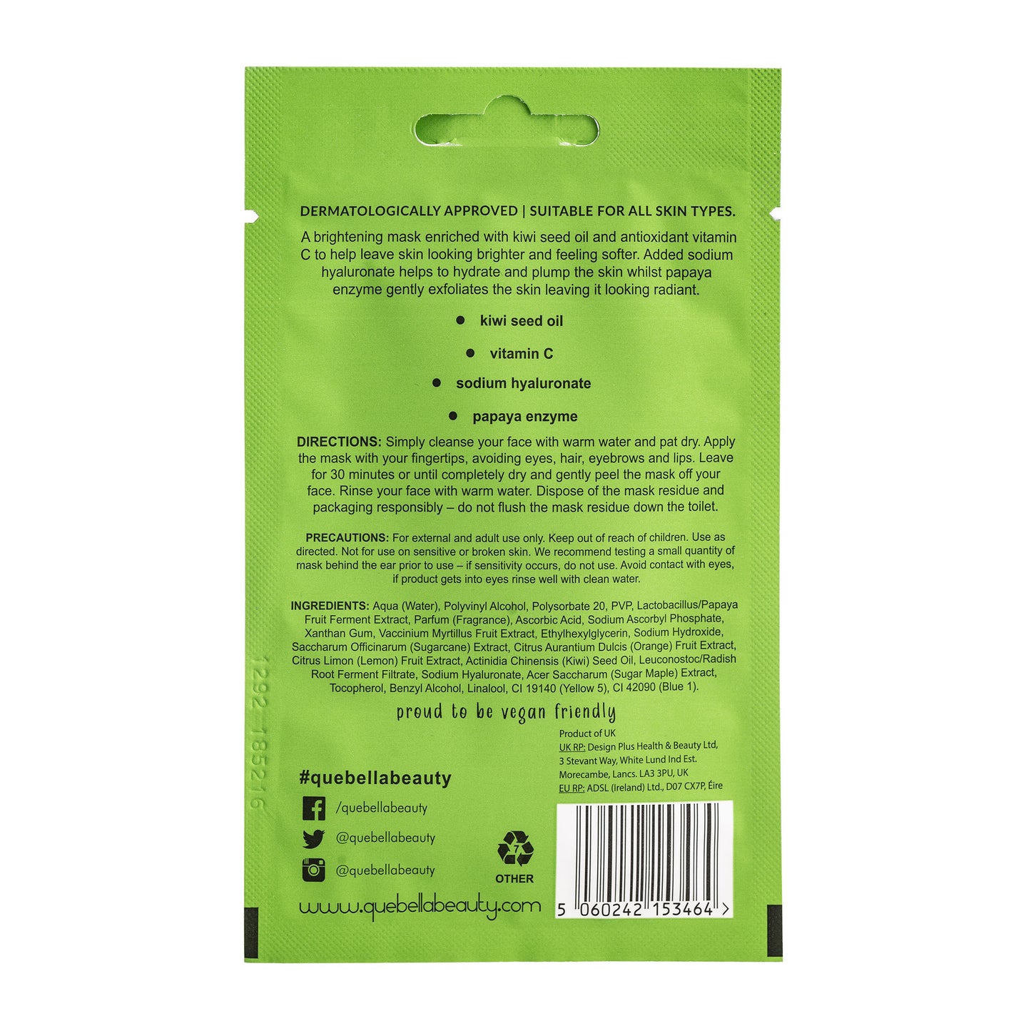Que Bella Brightening Kiwi Antioxidant Peel Off Mask