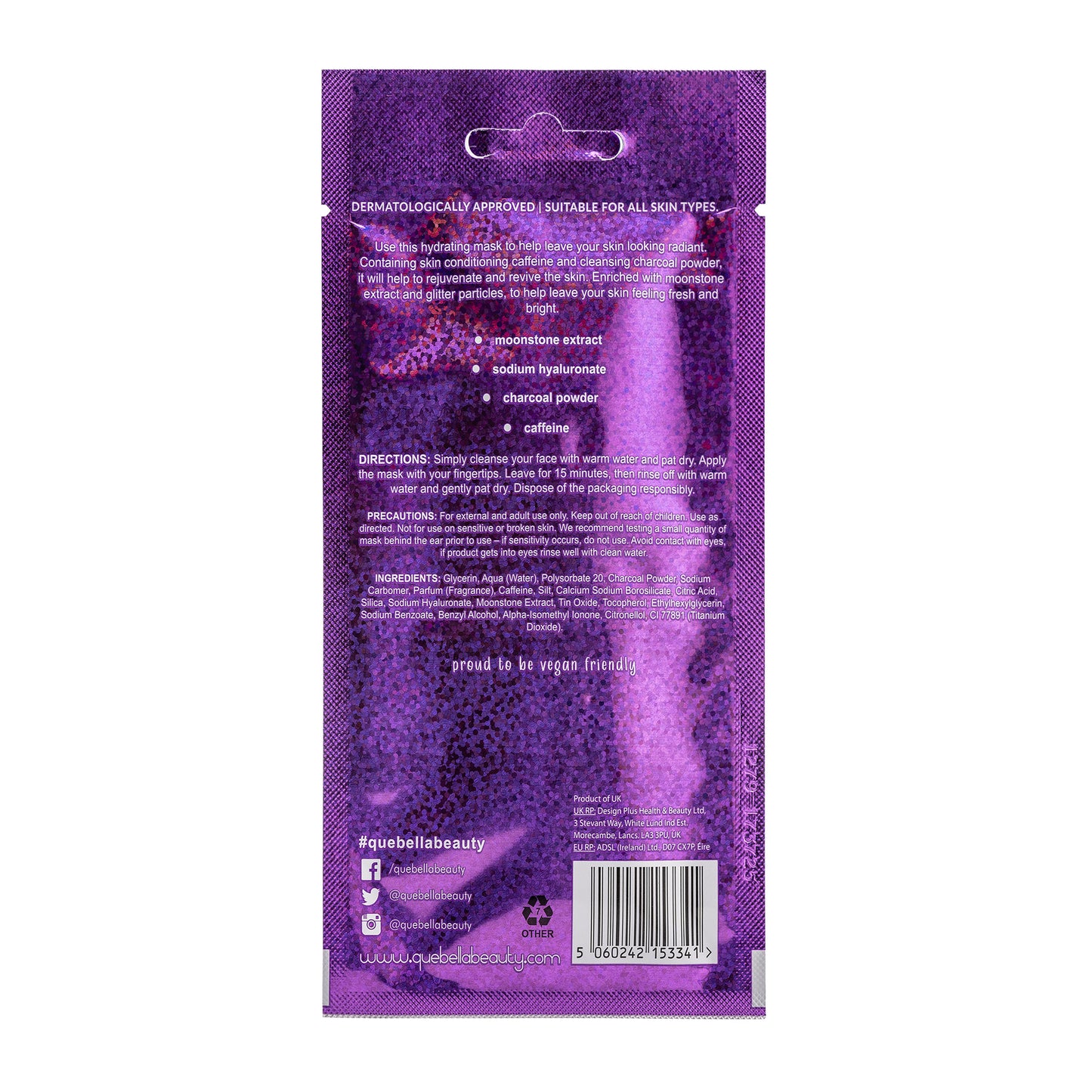 Que Bella Recharge & Restore Moonstone  Glitter Gel Mask