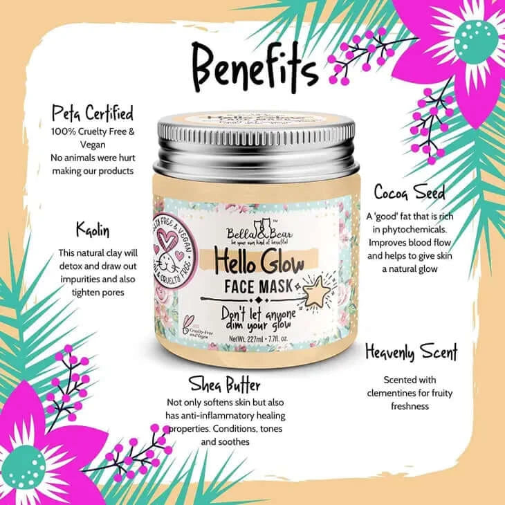 Bella & Bear Hello Glow Face Mask for Brightening & Smoothing